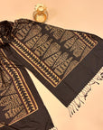 Poonam Bhagat Black & Maroon Mulberry Silk Gujarat Ikat Stole