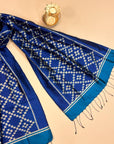 Cobalt Blue Mulberry Silk Odisha Ikat Stole