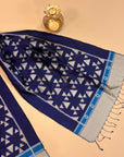 Navy Blue Mulberry Silk Odisha Ikat Stole