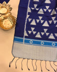 Navy Blue Mulberry Silk Odisha Ikat Stole