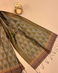 Olive Green Mulberry Silk Odisha Ikat Stole
