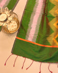Green & Yellow Mulberry Silk Odisha Ikat Stole