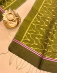 Green and Lime Mulberry Silk Odisha Ikat Stole