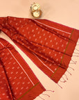 Rust Orange Mulberry Silk Odisha Ikat Stole