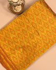 Ochre Yellow & Green Raw Silk Pochampally Ikat Fabric