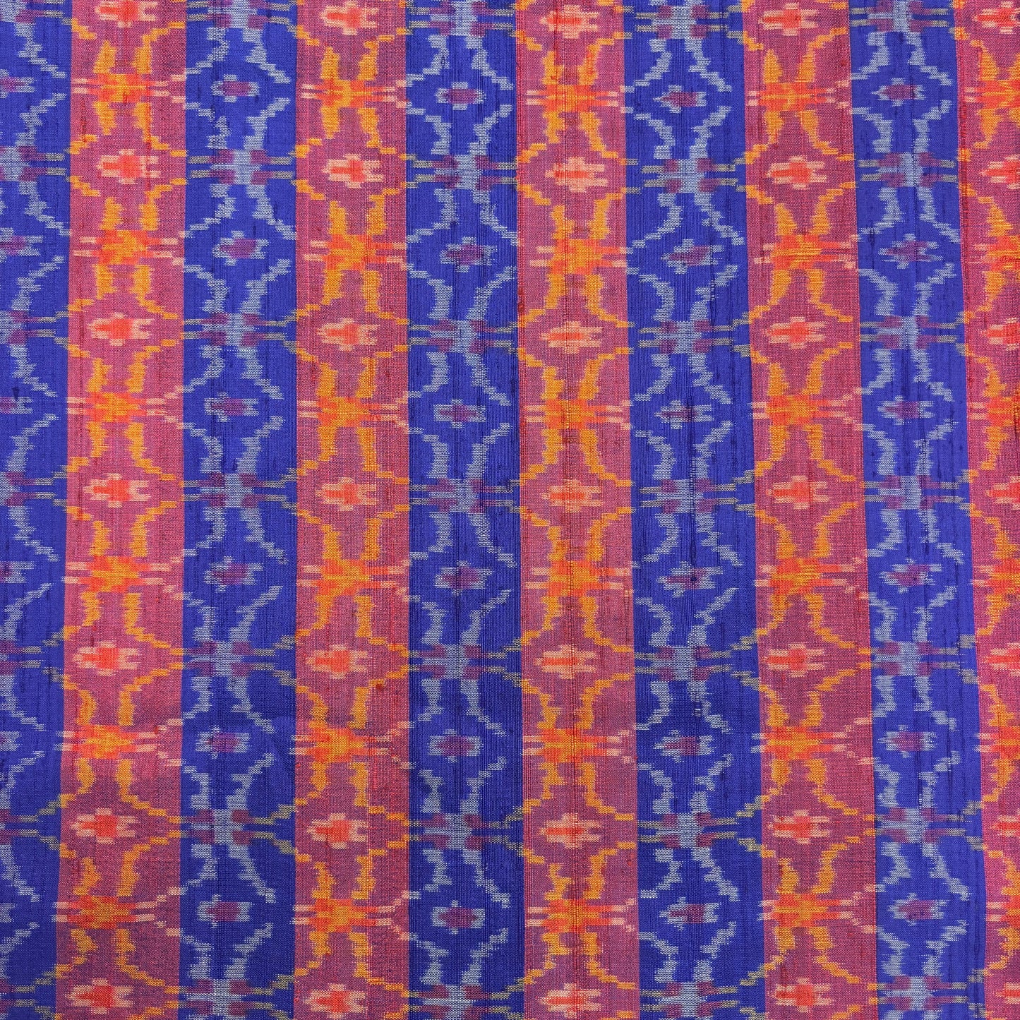 Blue & Purple Raw Silk Pochampally Ikat Fabric