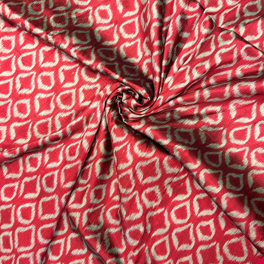 Maroon & Grey Mulberry Silk Odisha Ikat Fabric
