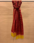 Brick Red & Yellow Mulberry Silk Odisha Ikat Stole