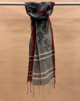 Grey and Maroon Pure Cotton Odisha Ikat Stole