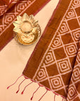 Brown Mulberry Silk Odisha Ikat Stole