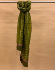 Green and Lime Mulberry Silk Odisha Ikat Stole