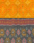 Ochre Yellow & Black Mulberry Silk Pochampally Ikat Dupatta