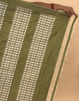 Bibhu Mohapatra Sage Green Mulberry Silk Pochampally Ikat Saree
