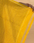Bibhu Mohapatra Bluish Grey & Yellow Mulberry Silk Pochampally Ikat Saree