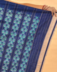 Blue & Sea Green Mulberry Silk Pochampally Geometric Ikat Saree