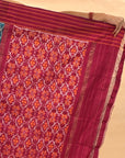 Turquoise Green & Magenta Mulberry Silk Pochampally Ikat Saree