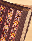 Maroon & Yellow Mulberry Silk Pochampally Ikat Saree