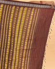 Chocolate Brown & Yellow Mulberry Silk Odisha Ikat Saree