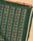 Rust Orange & Green Mulberry Silk Pochampally Ikat Saree