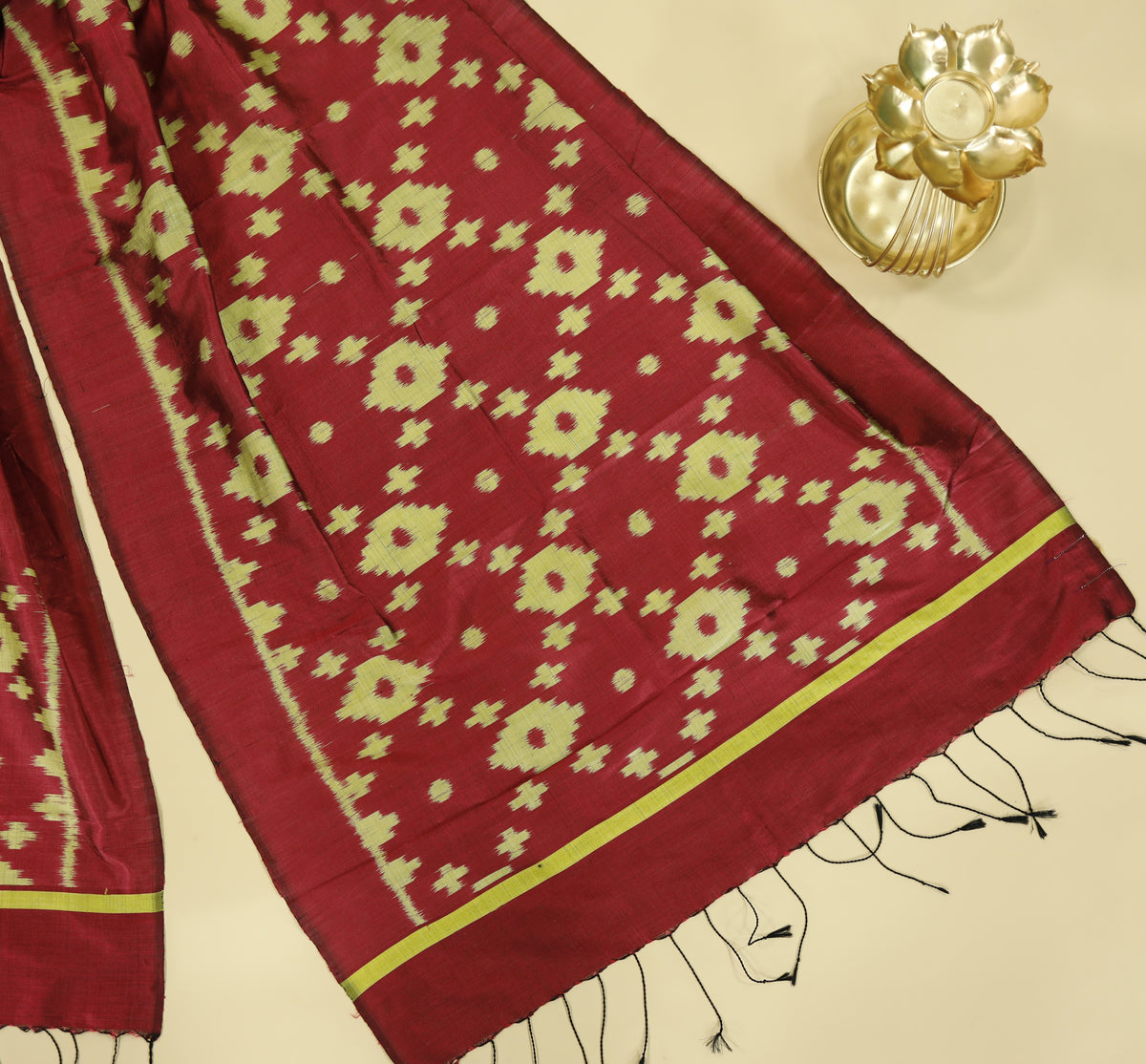 Magenta Pink Mulberry Silk Odisha Ikat Stole