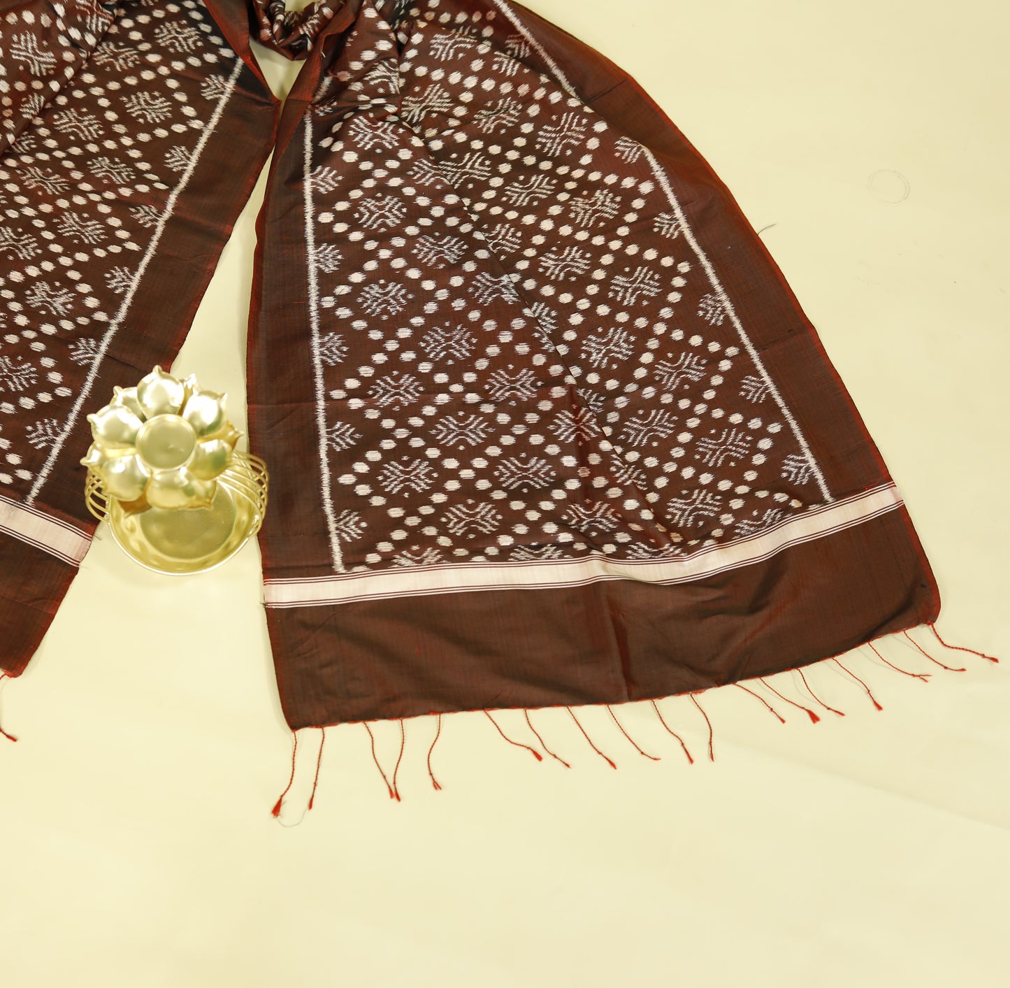 Maroon Mulberry Silk Odisha Ikat Stole