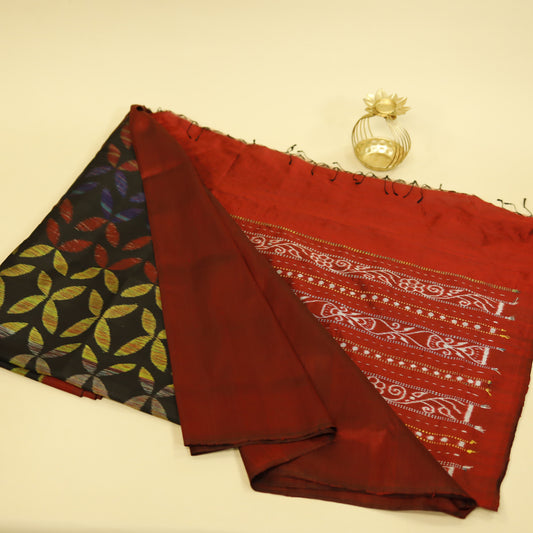 Black & Multicolor Blend Silk Odisha Ikat Saree