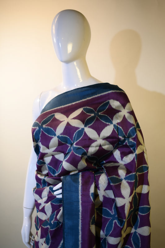 Bibhu Mohapatra Blue & Purple Mulberry Silk Odisha Ikat Saree