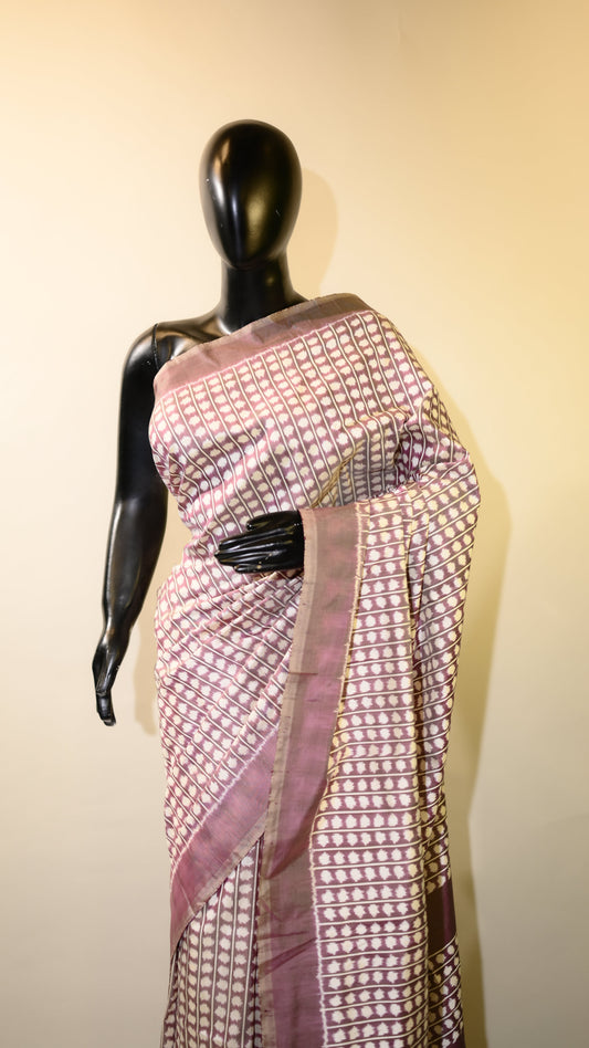 Bibhu Mohapatra Greyish Purple Mulberry Silk Pochampally Ikat Saree