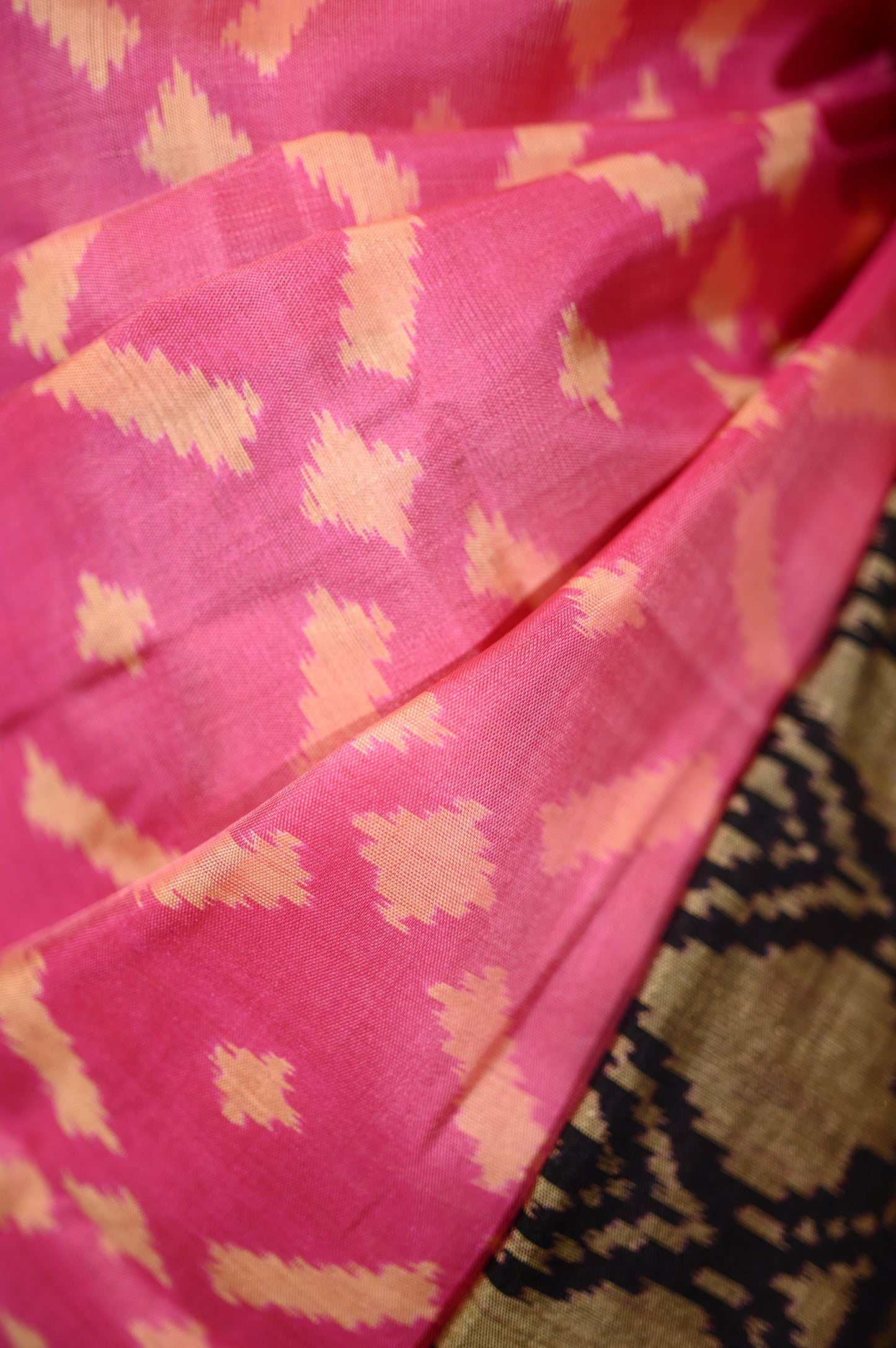Lotus Pink Mulberry Silk Patola Ikat Saree