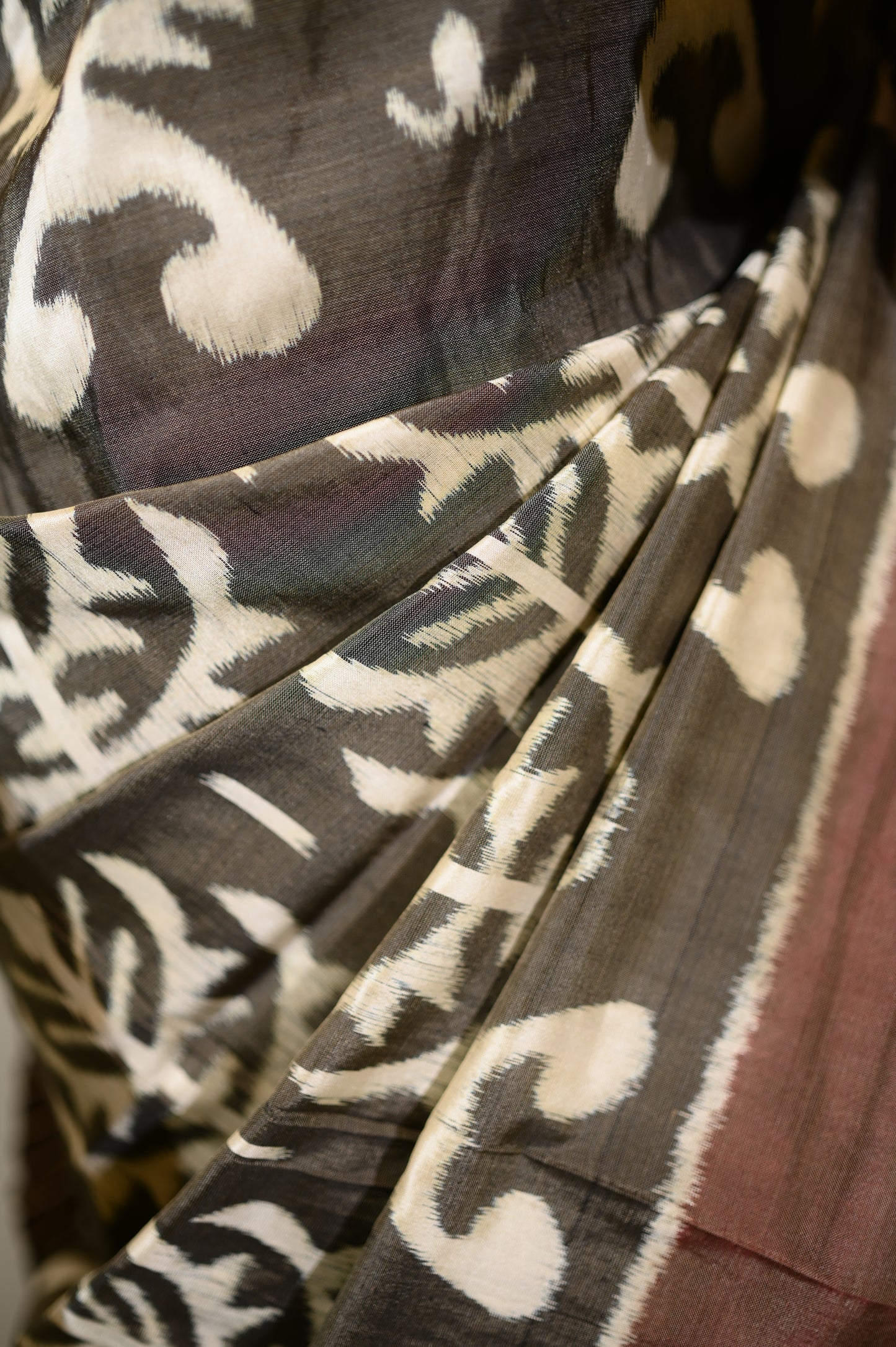 Warm grey Mulberry Silk Odisha Ikat Sarees