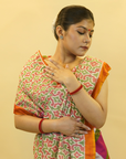 Bibhu Mohapatra Orange & Green Mulberry Silk Pochampally Ikat Saree