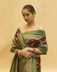 Maroon & Green Mulberry Silk Odisha Ikat Saree