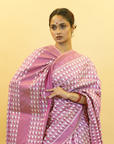 Bibhu Mohapatra Pink & White Mulberry Silk Pochampally Ikat Saree