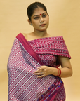 Magenta & Blue Mulberry Silk Odisha Ikat Saree