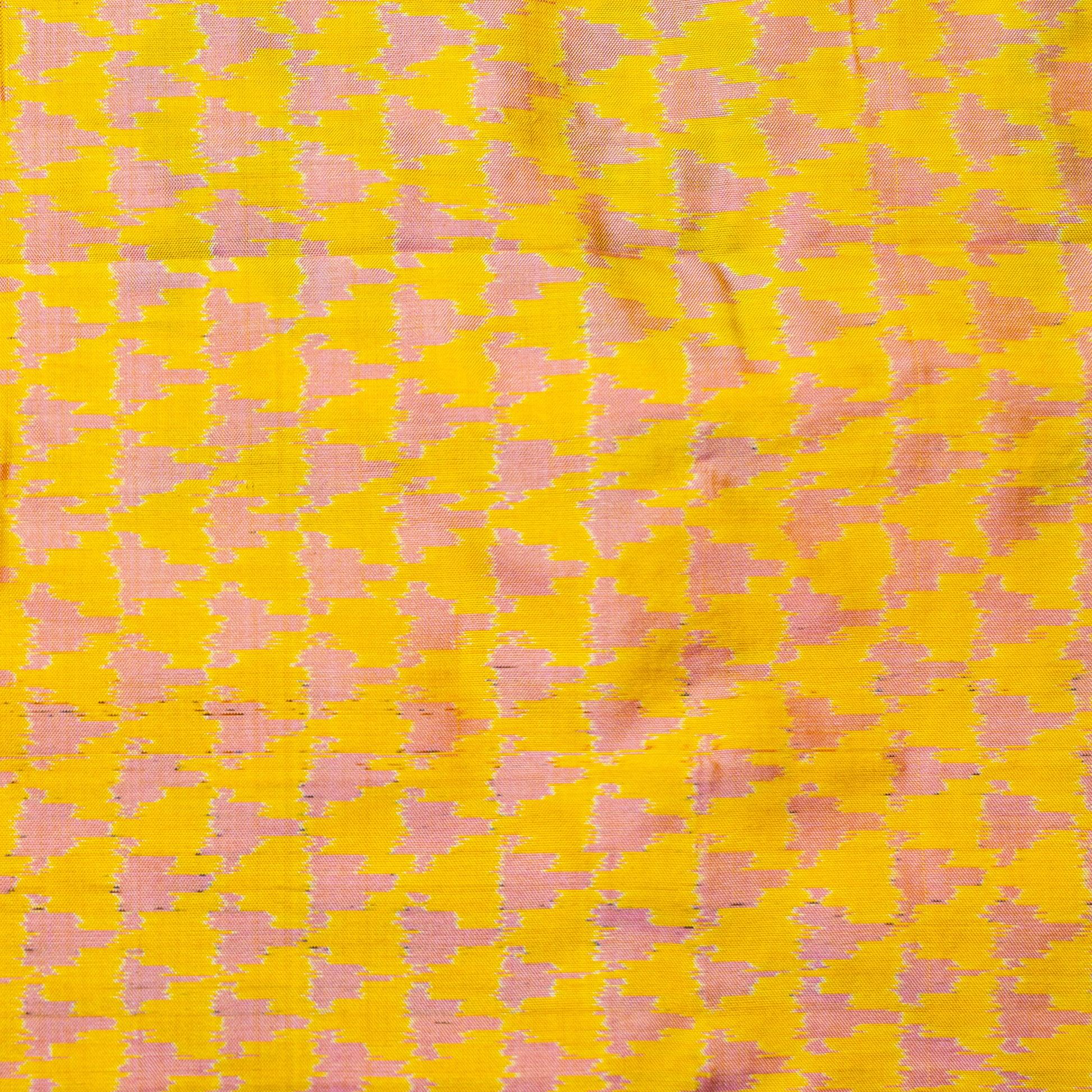 Bibhu Mohapatra Yellow & White Mulberry Silk Pochampally Ikat Saree Ikatan