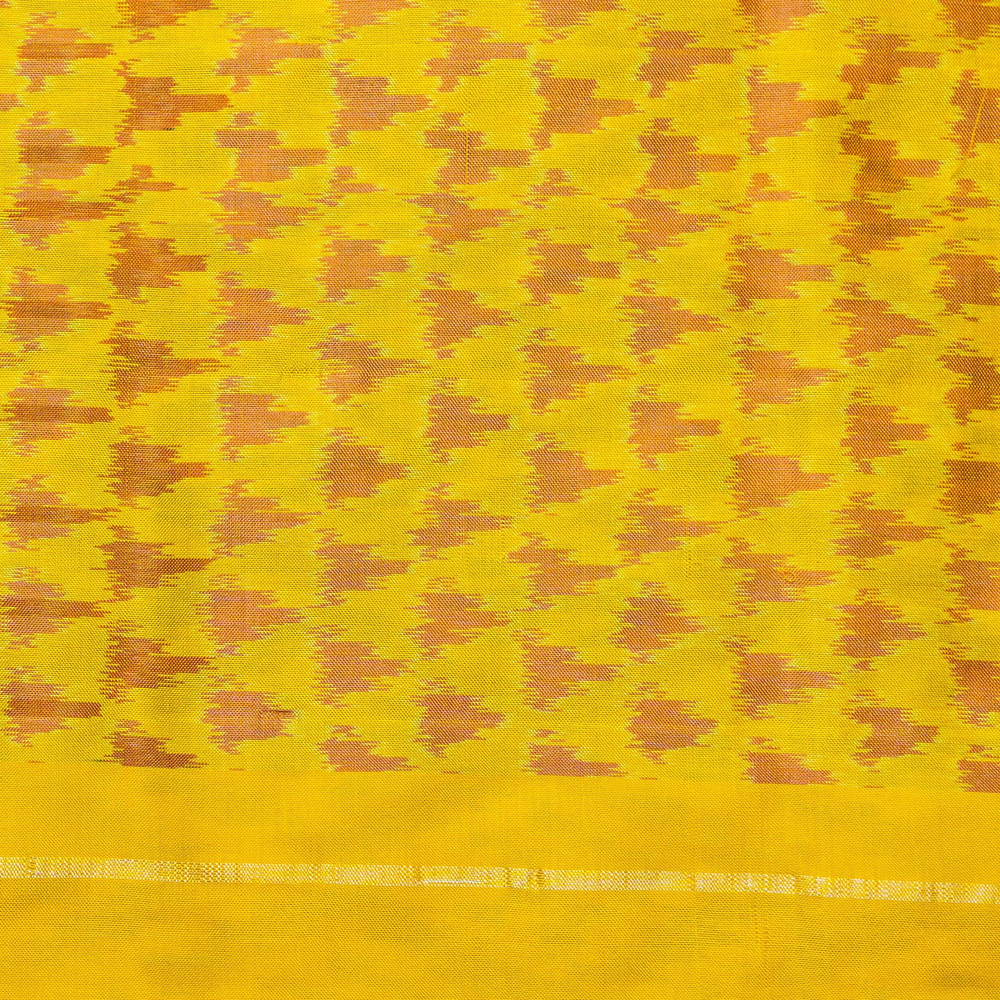 Bibhu Mohapatra Yellow & Brown Mulberry Silk Pochampally Ikat Saree Ikatan