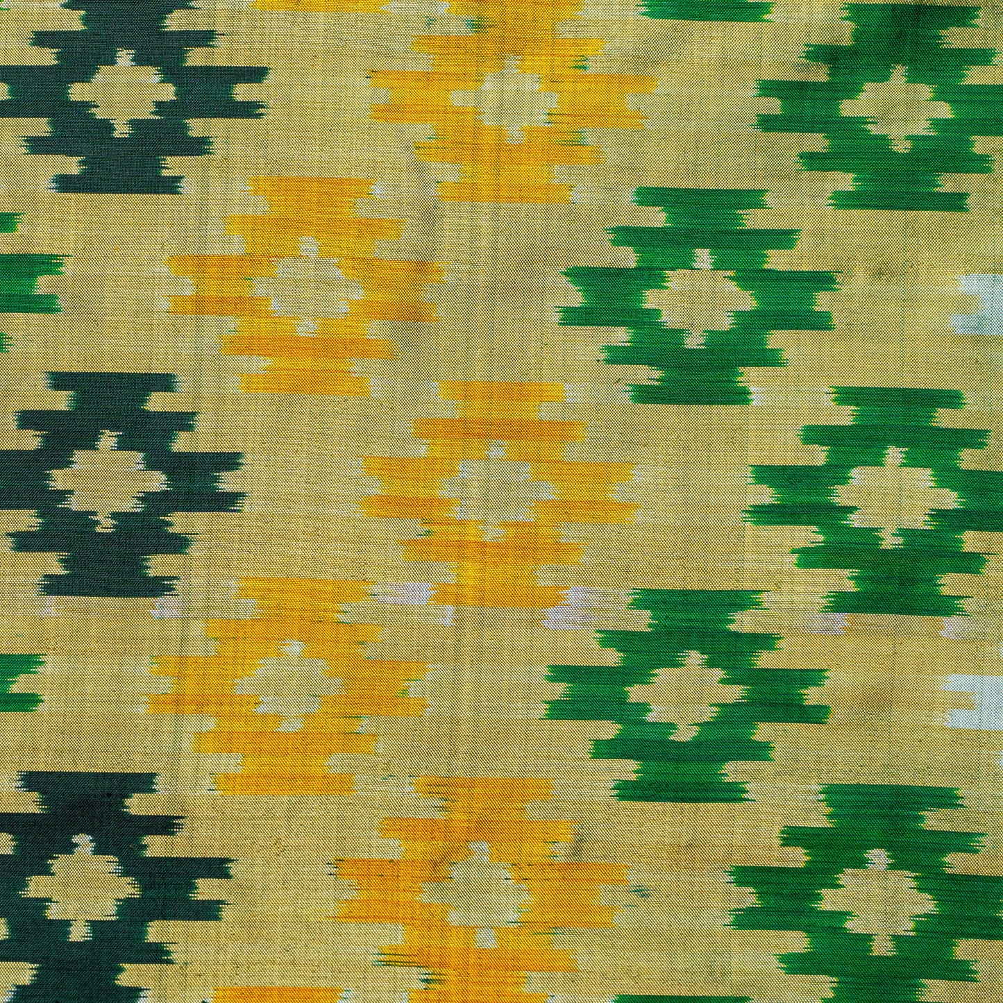 Bibhu Mohapatra Green & Yellow Mulberry Silk Pochampally Ikat Saree Ikatan