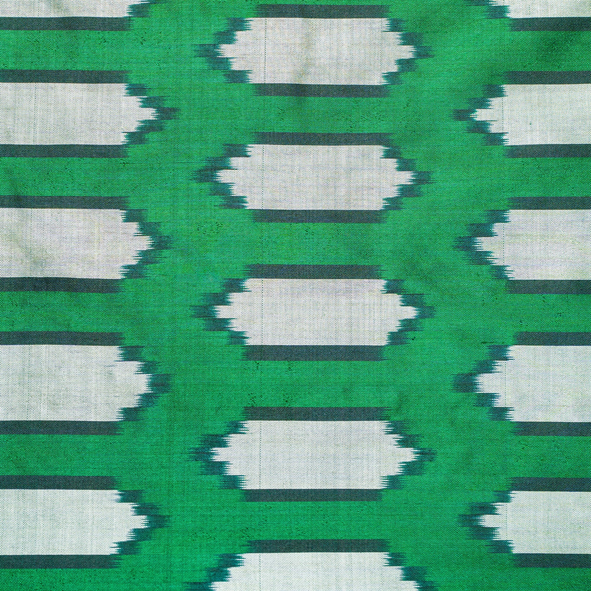 Bibhu Mohapatra Green &amp; Yellow Mulberry Silk Pochampally Ikat Saree Ikatan