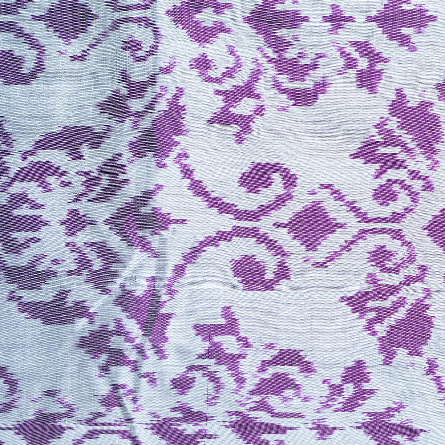 Ikatan Violet & White Mulberry Silk Pochampally Ikat Saree Ikatan
