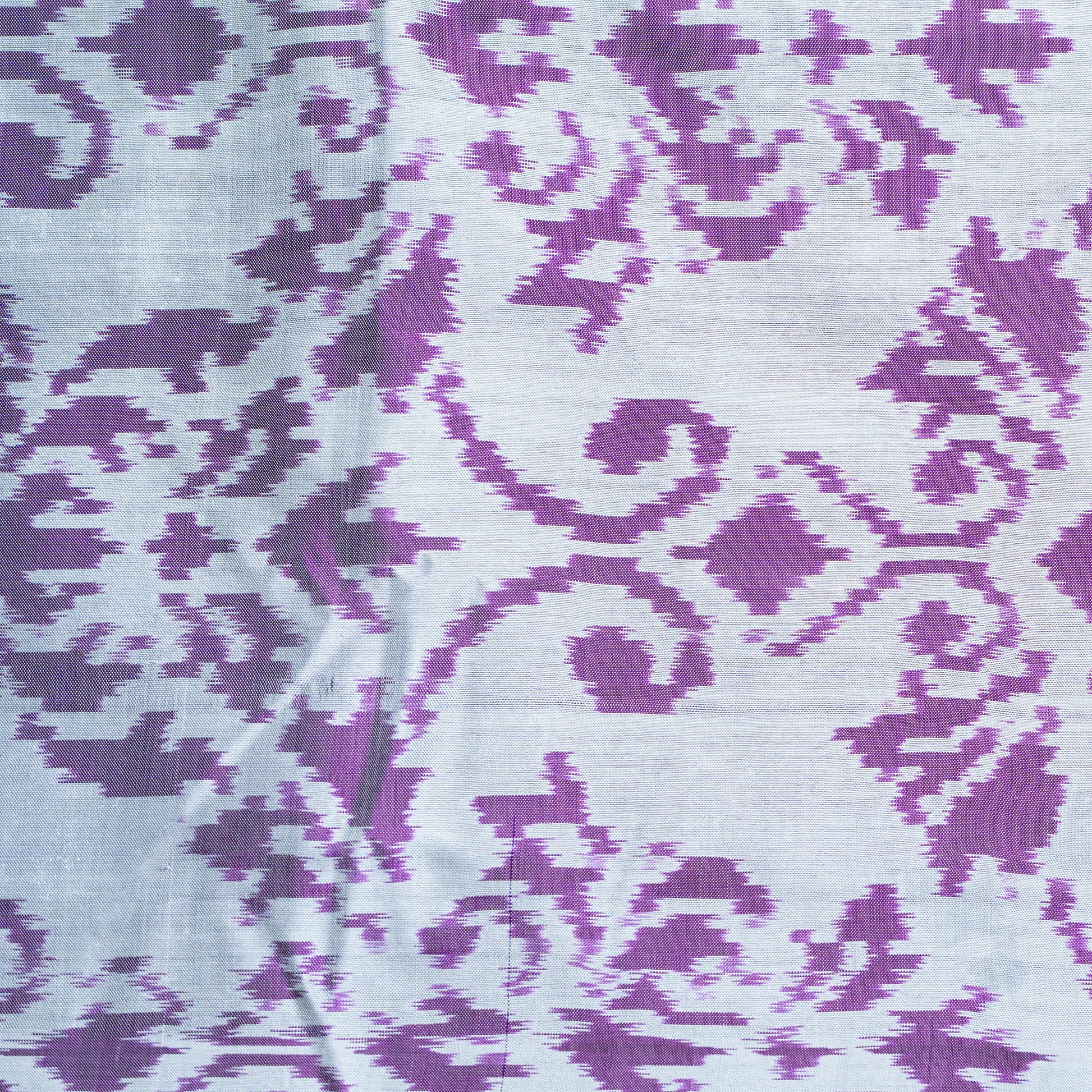 Ikatan Violet & White Mulberry Silk Pochampally Ikat Saree Ikatan