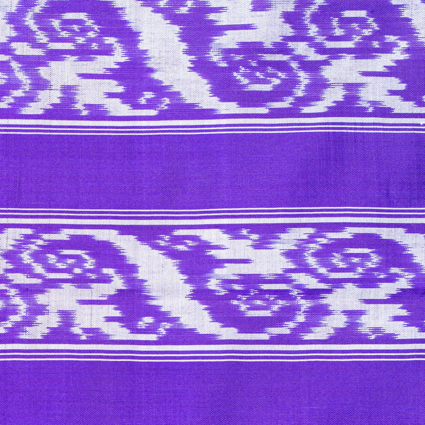 Ikatan Violet & White Mulberry Silk Pochampally Ikat Saree Ikatan