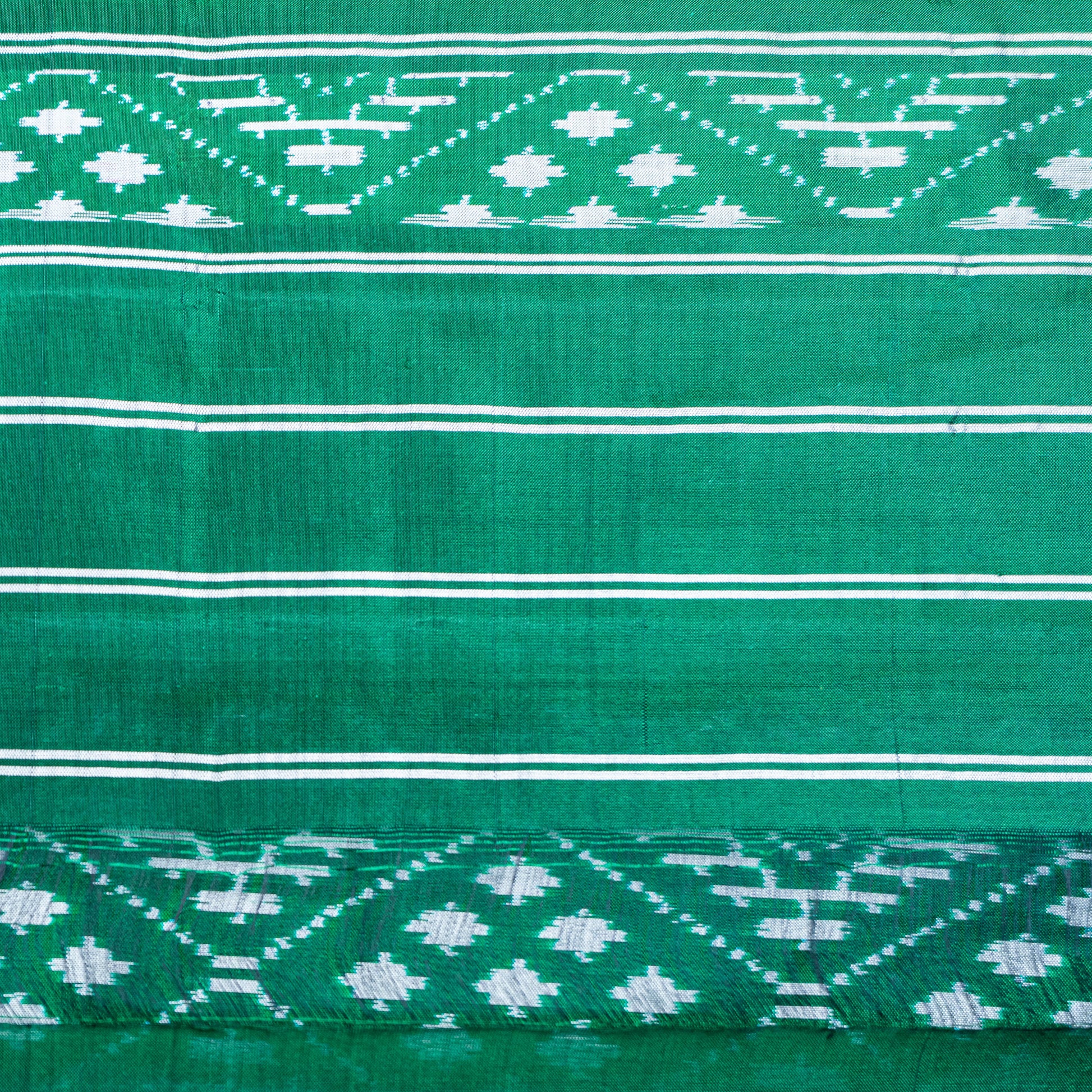 Ikatan Forest Green Mulberry Silk Odisha Ikat Saree Ikatan
