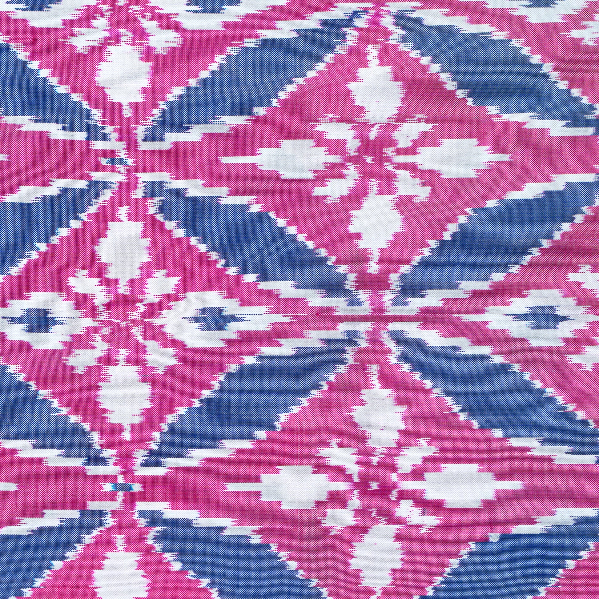 Ikatan Navy Blue & Pink Mulberry Silk Pochampally Ikat Saree Ikatan