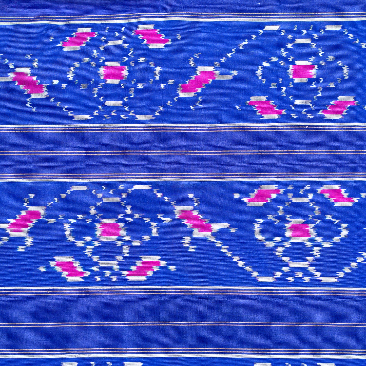 Ikatan Navy Blue & Pink Mulberry Silk Pochampally Ikat Saree Ikatan