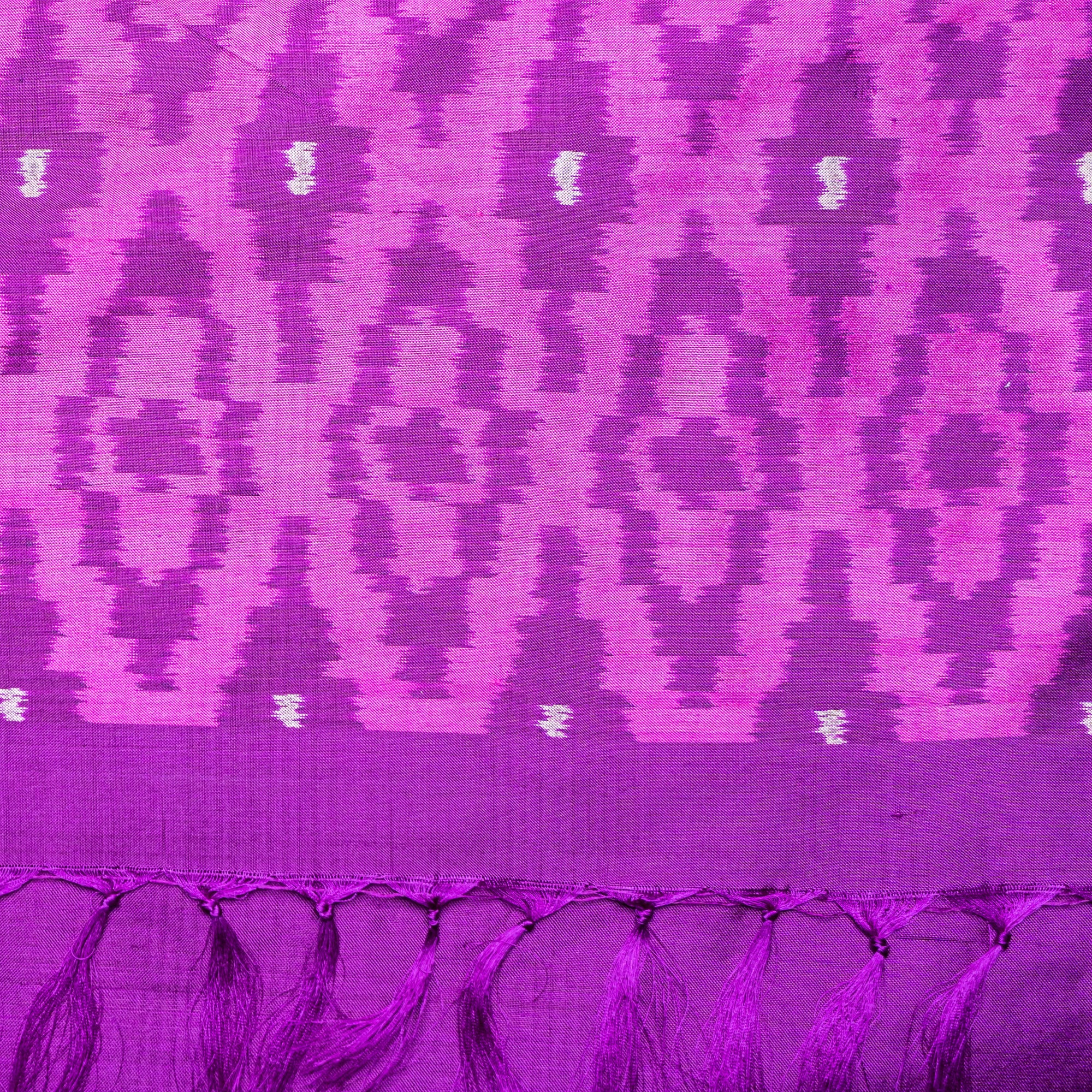 Ikatan Pink and Purple Mulberry Silk Odisha Ikat Saree Ikatan