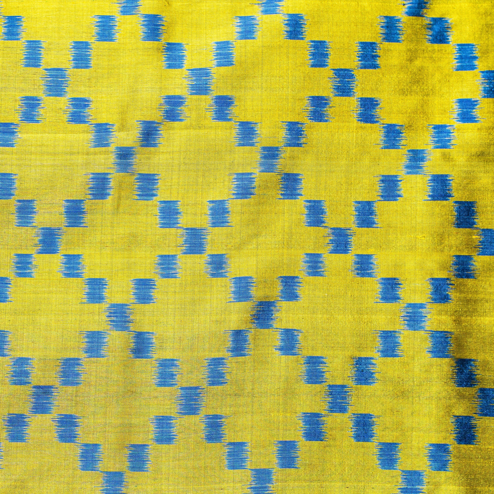 Ikatan Blue &amp; Yellow Mulberry Silk Odisha Ikat Saree Ikatan