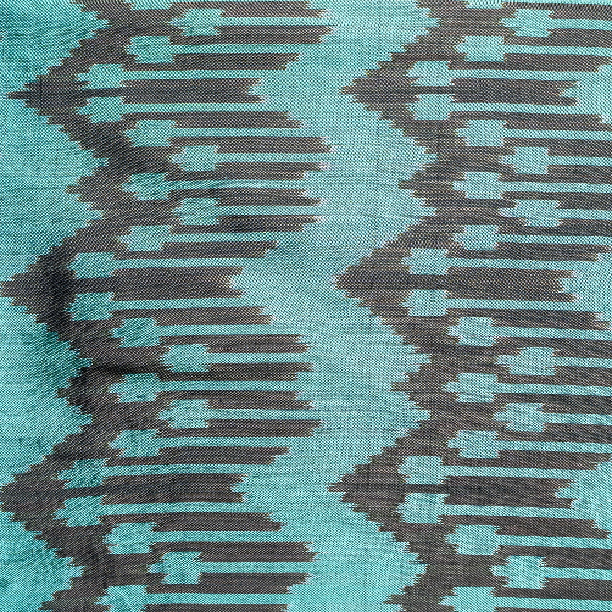 Ikatan Sea Green & Grey Mulberry Silk Pochampally Ikat Saree Ikatan