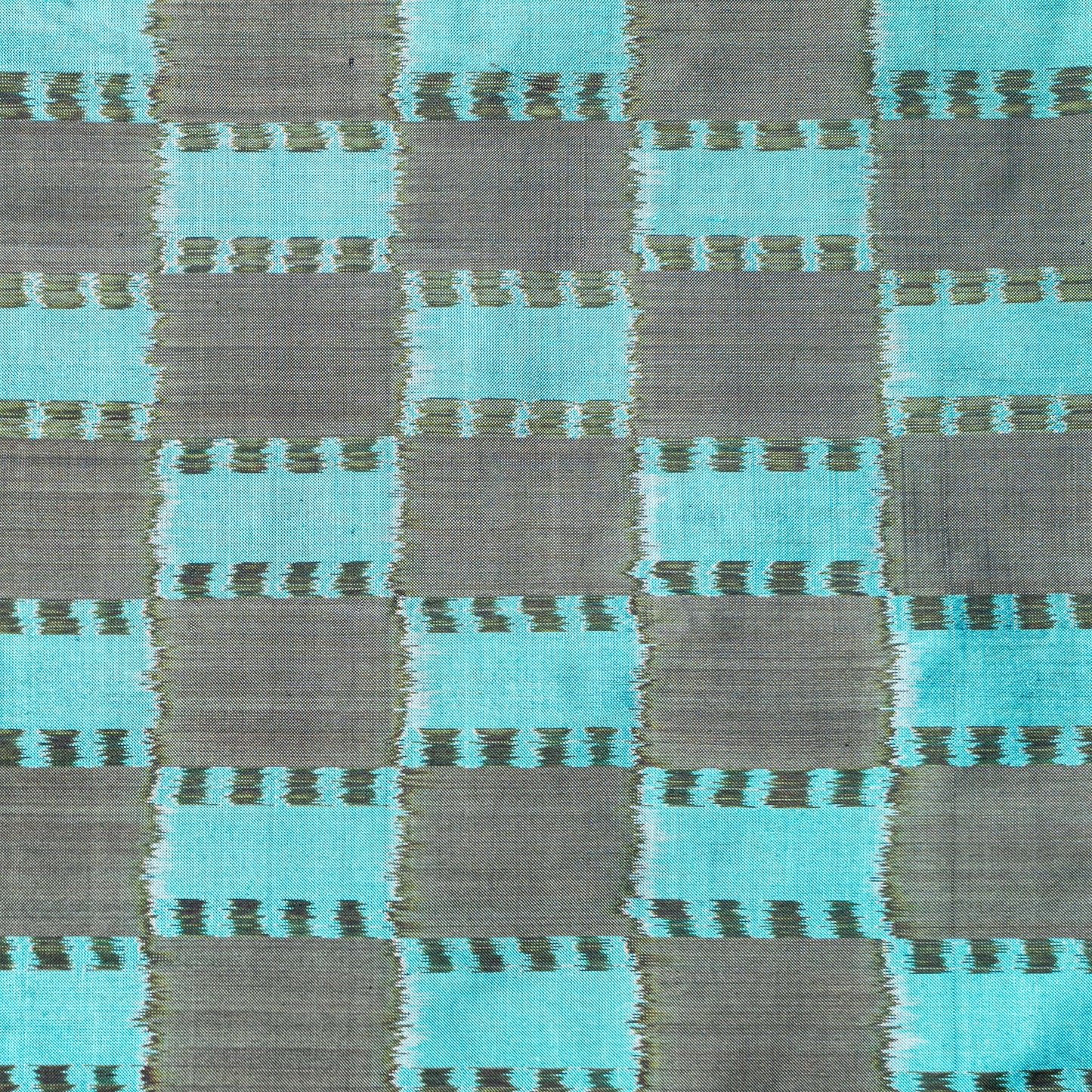 Ikatan Sea Green & Grey Mulberry Silk Pochampally Ikat Saree Ikatan