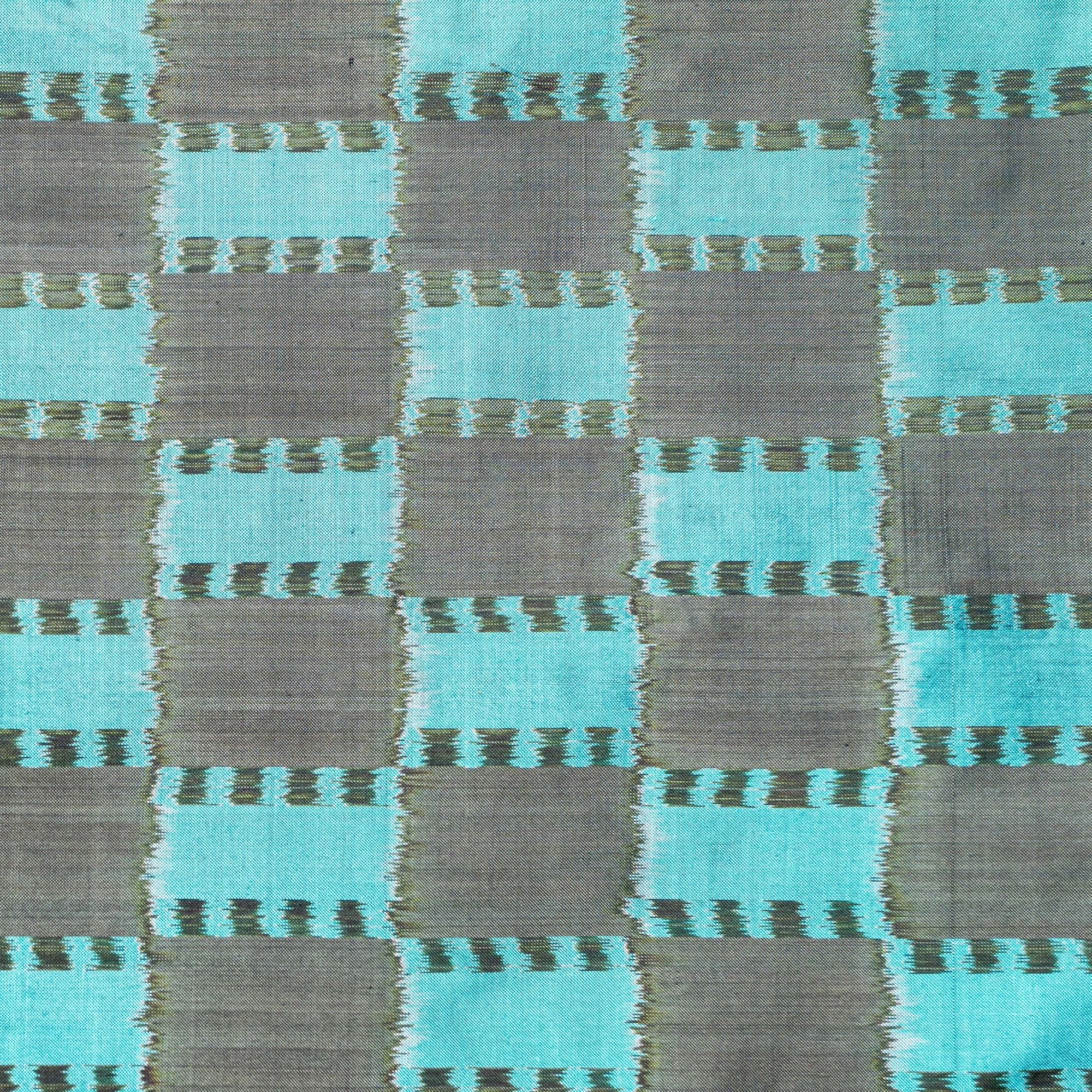 Ikatan Sea Green &amp; Grey Mulberry Silk Pochampally Ikat Saree Ikatan