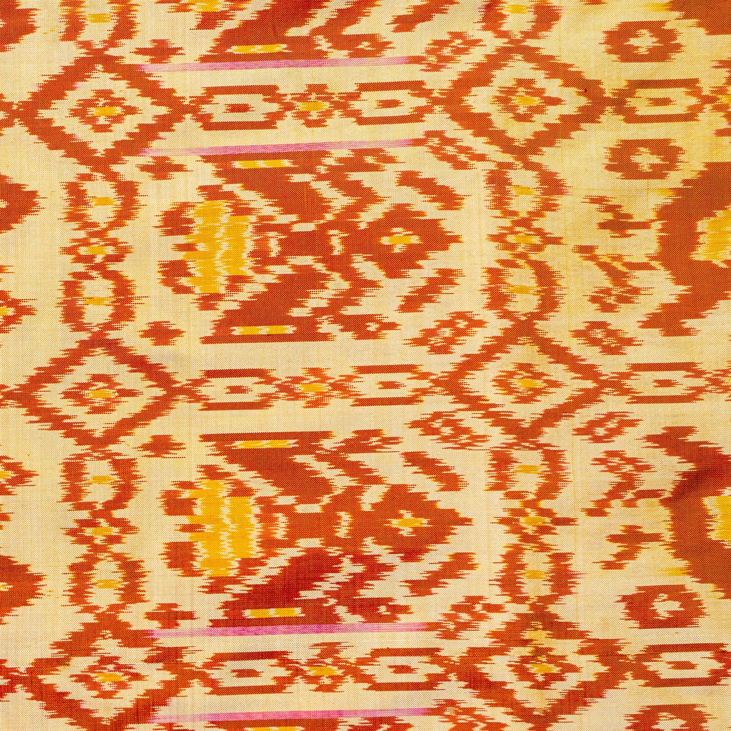 Ikatan Yellow & Orange Mulberry Silk Pochampally Ikat Saree Ikatan